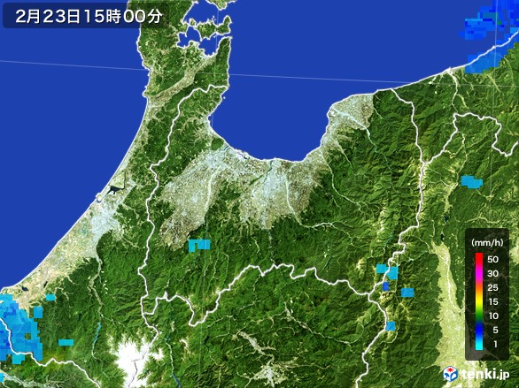 富山県の雨雲レーダー(2017年02月23日)