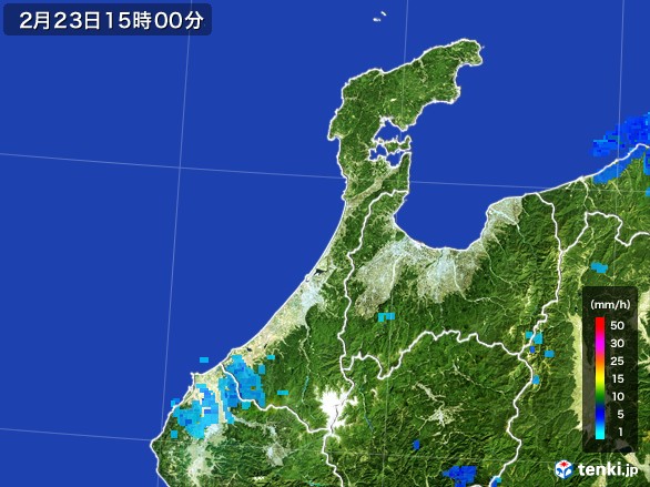 石川県の雨雲レーダー(2017年02月23日)