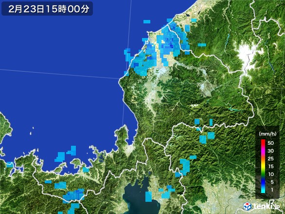 福井県の雨雲レーダー(2017年02月23日)