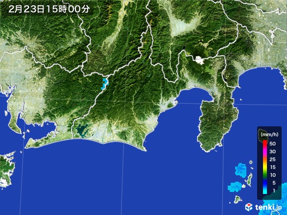 静岡県の雨雲レーダー(2017年02月23日)