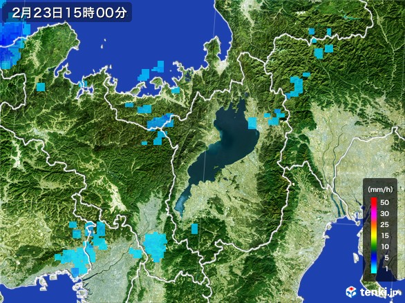 滋賀県の雨雲レーダー(2017年02月23日)