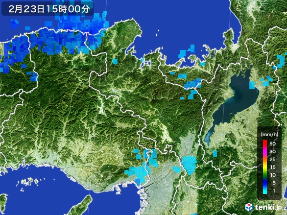 京都府の雨雲レーダー(2017年02月23日)