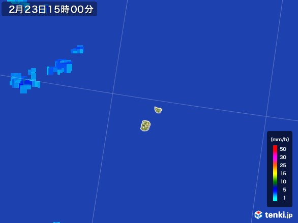 南大東島(沖縄県)の雨雲レーダー(2017年02月23日)