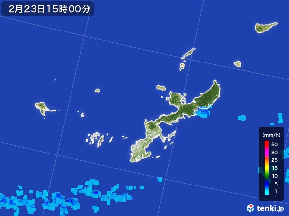沖縄県の雨雲レーダー(2017年02月23日)