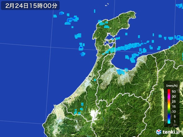 石川県の雨雲レーダー(2017年02月24日)