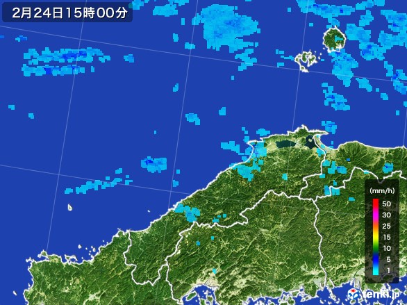 島根県の雨雲レーダー(2017年02月24日)