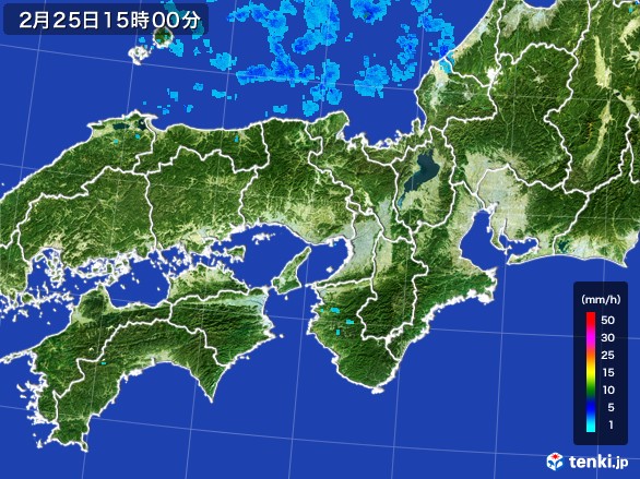 近畿地方の雨雲レーダー(2017年02月25日)