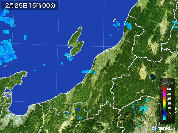 新潟県の雨雲レーダー(2017年02月25日)