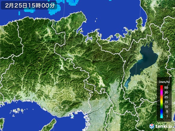 京都府の雨雲レーダー(2017年02月25日)