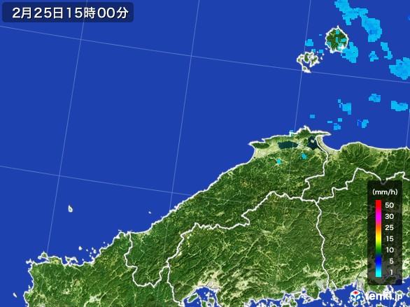 島根県の雨雲レーダー(2017年02月25日)