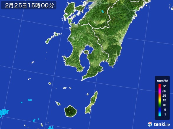 鹿児島県の雨雲レーダー(2017年02月25日)