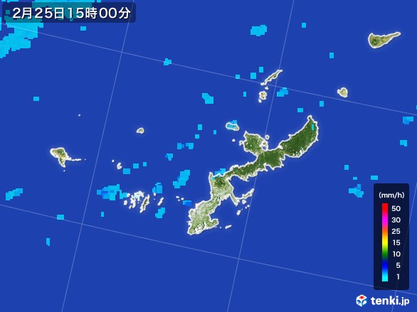 沖縄県の雨雲レーダー(2017年02月25日)
