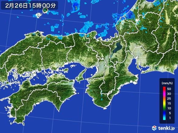 近畿地方の雨雲レーダー(2017年02月26日)