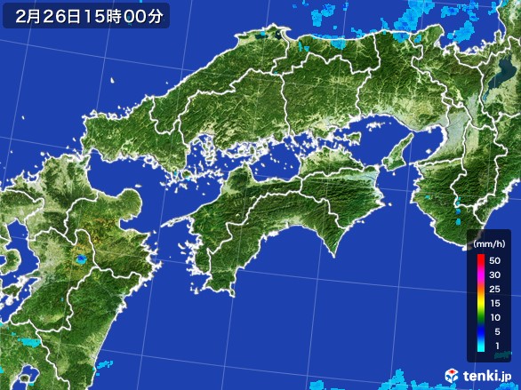 四国地方の雨雲レーダー(2017年02月26日)