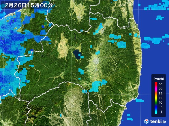 福島県の雨雲レーダー(2017年02月26日)