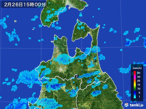 青森県の雨雲レーダー(2017年02月26日)