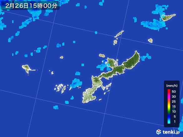 沖縄県の雨雲レーダー(2017年02月26日)