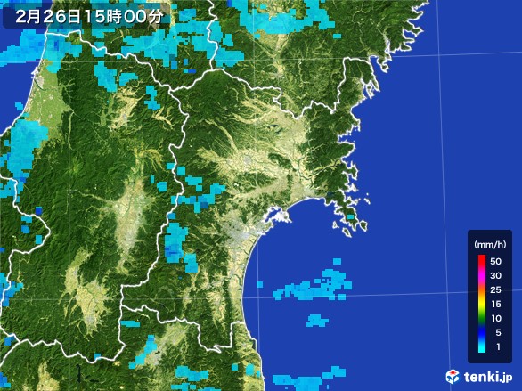 宮城県の雨雲レーダー(2017年02月26日)