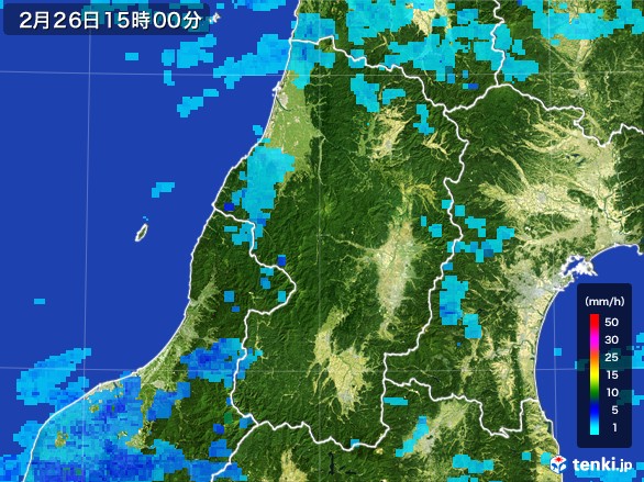 山形県の雨雲レーダー(2017年02月26日)