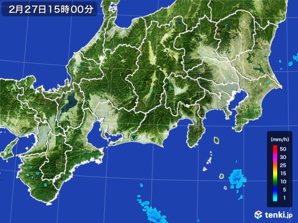 東海地方の雨雲レーダー(2017年02月27日)