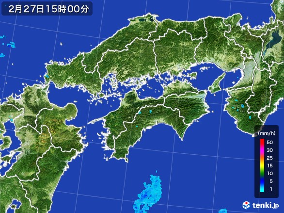 四国地方の雨雲レーダー(2017年02月27日)