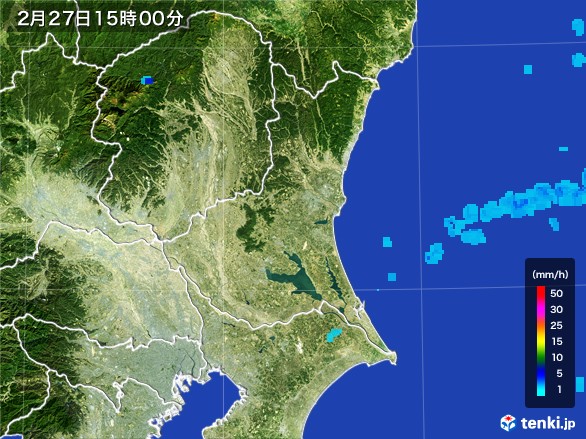 茨城県の雨雲レーダー(2017年02月27日)