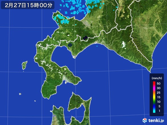 道南の雨雲レーダー(2017年02月27日)