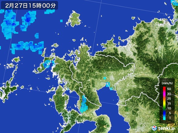 佐賀県の雨雲レーダー(2017年02月27日)