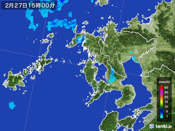 長崎県の雨雲レーダー(2017年02月27日)
