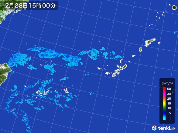 沖縄地方の雨雲レーダー(2017年02月28日)