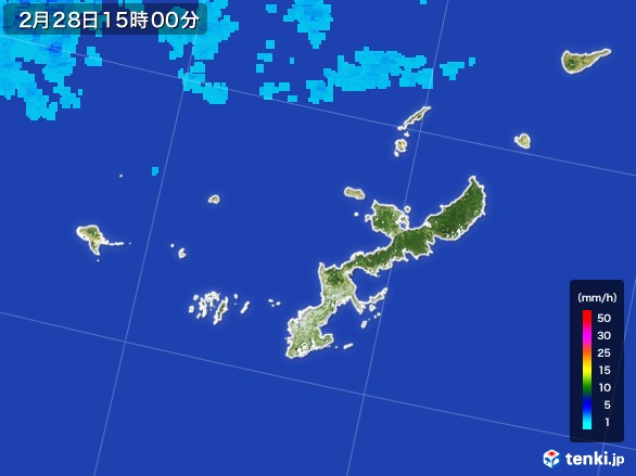 沖縄県の雨雲レーダー(2017年02月28日)