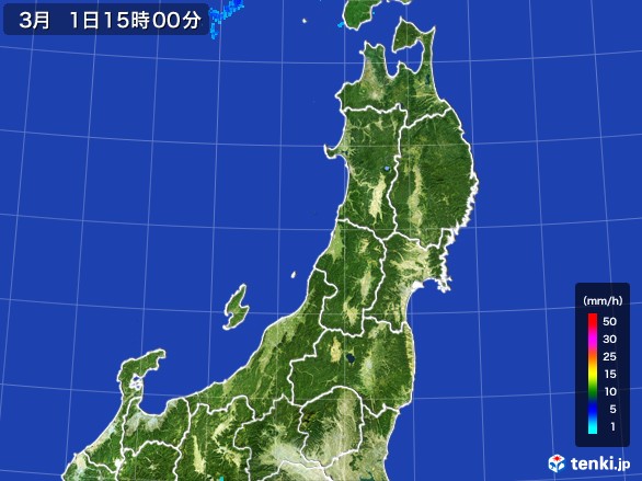 東北地方の雨雲レーダー(2017年03月01日)