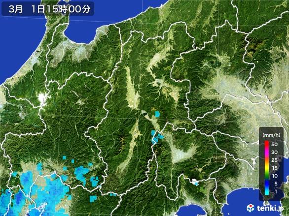 長野県の雨雲レーダー(2017年03月01日)