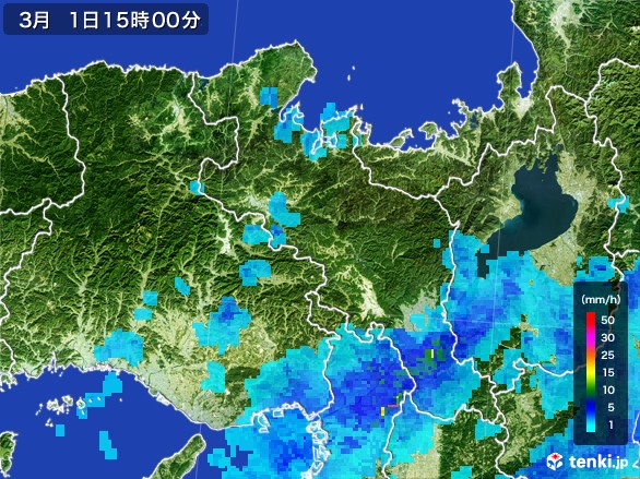 京都府の雨雲レーダー(2017年03月01日)