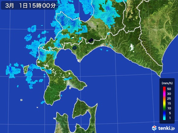 道南の雨雲レーダー(2017年03月01日)