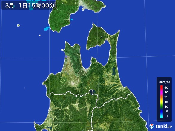 青森県の雨雲レーダー(2017年03月01日)