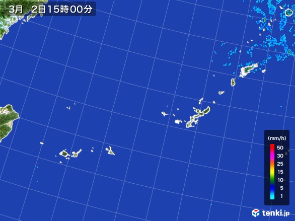 沖縄地方の雨雲レーダー(2017年03月02日)