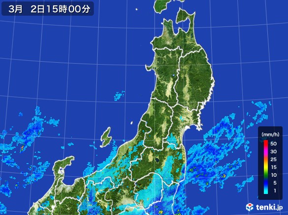 東北地方の雨雲レーダー(2017年03月02日)