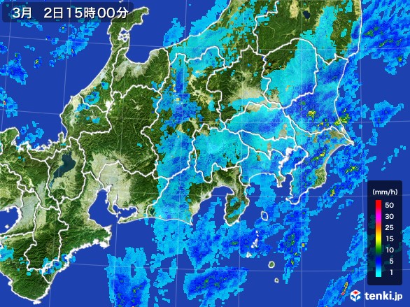 関東・甲信地方の雨雲レーダー(2017年03月02日)
