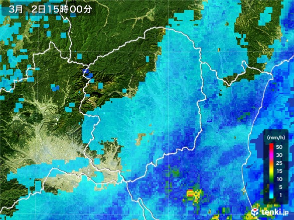 栃木県の雨雲レーダー(2017年03月02日)