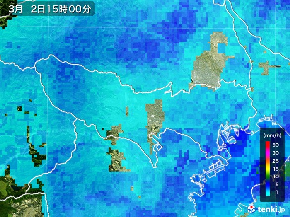 東京都の雨雲レーダー(2017年03月02日)