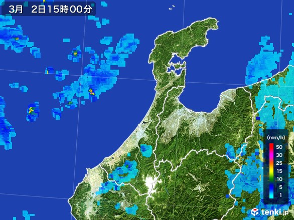 石川県の雨雲レーダー(2017年03月02日)