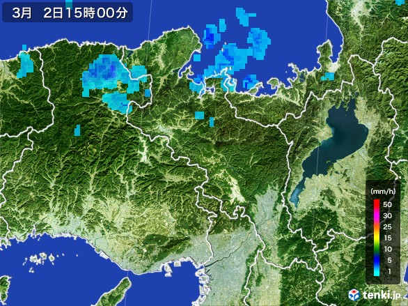 京都府の雨雲レーダー(2017年03月02日)