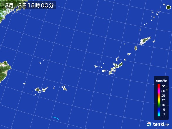 沖縄地方の雨雲レーダー(2017年03月03日)