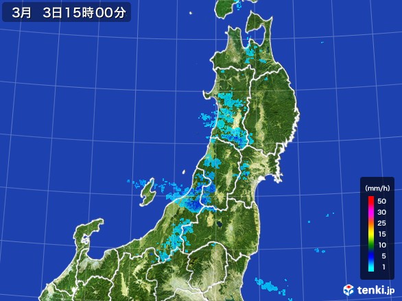 東北地方の雨雲レーダー(2017年03月03日)