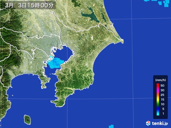 千葉県の雨雲レーダー(2017年03月03日)