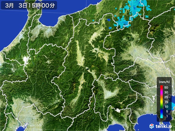 長野県の雨雲レーダー(2017年03月03日)
