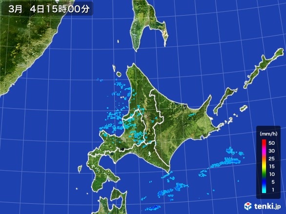 北海道地方の雨雲レーダー(2017年03月04日)