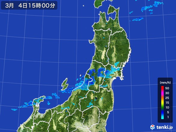 東北地方の雨雲レーダー(2017年03月04日)