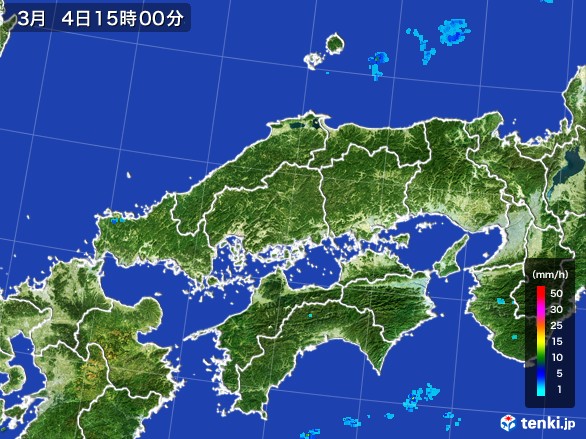 中国地方の雨雲レーダー(2017年03月04日)